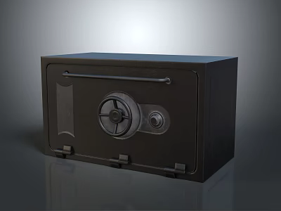 Solid Black Safe Furniture With Combination Lock And Sturdy Handle 3d model