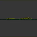 3D Volcanic Terrain Model With Green Yellow Elevation And Central Cone