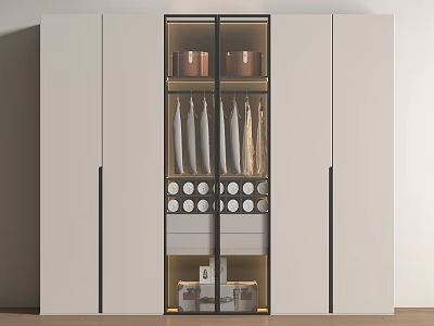 Modern Wardrobe Handle-free Bedroom Wardrobe 3d model