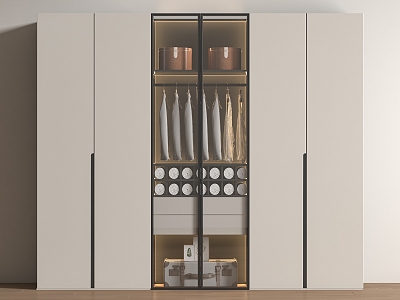 Modern Wardrobe Handle-free Bedroom Wardrobe 3d model