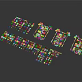 Modular Scene Building Blocks With Various Grid Layouts And Colorful Elements