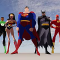 Animated Superhero Group Standing Together With Superman Batman Wonder Woman And Flash