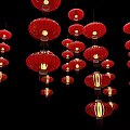 Hanging Red Lanterns Photo Spot With Black Background And Bright Illuminated Lights