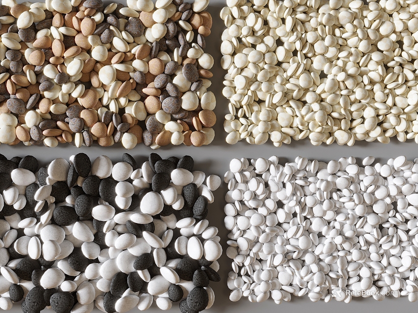 Elegant Natural Stepping Stones Path With Various Colored Pebbles For Garden Landscape 3d model 