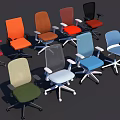 Ergonomic Office Chairs With Various Colors Adjustable Features And Comfortable Design For Modern Workspaces 3d model