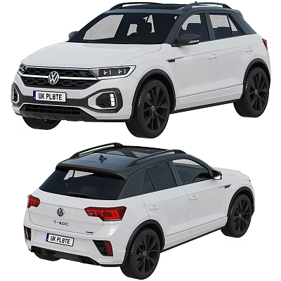 White Volkswagen SUV With Black Wheels Black Roof And Modern Sporty Design 3d model