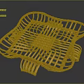 Square Shaped Woven Rattan Basket with Central Floral Pattern for Home Decor