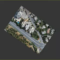 Modern Urban Model With High Rise Buildings Roads And Trees