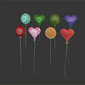 Festive Heart Shaped Red Pink Balloons With Decorative Patterns For Celebrations