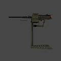 Green Military Heavy Machine Gun With Tripod Stand Barrel And Ammunition Belt