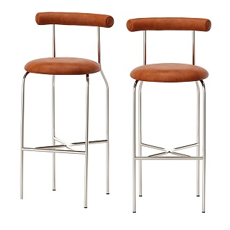 Nordic Simple Light Luxury Bar Stool 3d model