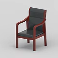 Modern Office Chair with Wooden Frame Black Leather Cushion Armrests and High Backrest