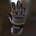 Black Tactical Protective Gloves With Padding Mesh Design And Wrist Strap 3d model