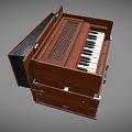 Vintage Brown Wooden Harmonium Musical Instrument With Keyboard And Carrying Case Design