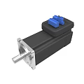 Industrial Stepper Motor With Black Housing Silver Shaft And Blue Connectors