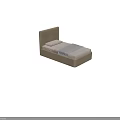 Single Bed With Upholstered Headboard Light Colored Mattress Pillow And Blanket 3d model