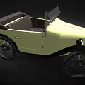 Vintage Yellow Convertible Car With Open Top Classic Grille And Wheels