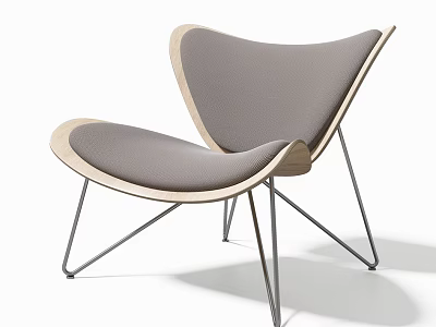 Modern Leisure Chair With Gray Cushion Wooden Frame And Metal Legs 3d model