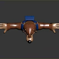 Cartoon Bear With Brown Fur Blue Vest Yellow Shorts Arms Outstretched Standing On Reflective Surface