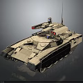 Modern Military Tank with Sand Colored Armor Tracks Turret and Weapon System