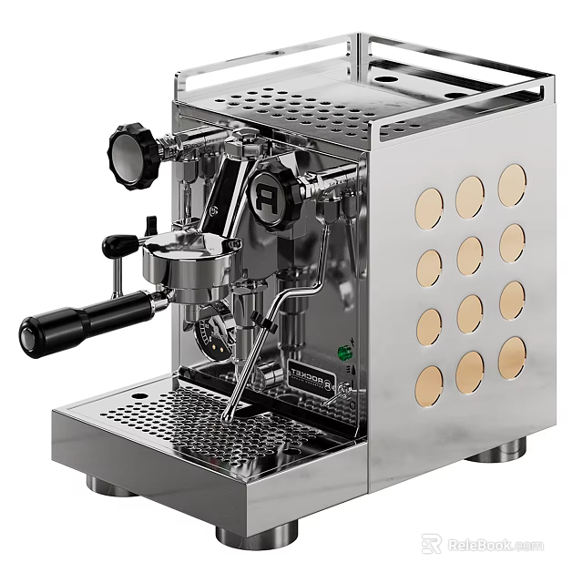 Smart Espresso Machine With Stainless Steel Body And Coffee Brewing Control Panel 3d model 