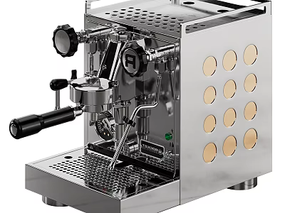 Smart Espresso Machine With Stainless Steel Body And Coffee Brewing Control Panel 3d model