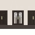Art Deco Black Doors with Decorative Patterns and Glass Panel Design