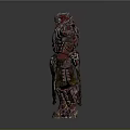 Armored Warrior Character With Creature Inspired Red Black Intricate Armor Design