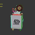 D INDUSTRIAL Mobile Industrial Equipment With White Body Black Reel Red Control Buttons And Wheels