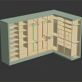 White Corner Wardrobe Interior With Multiple Compartments Drawers And Hanging Rods