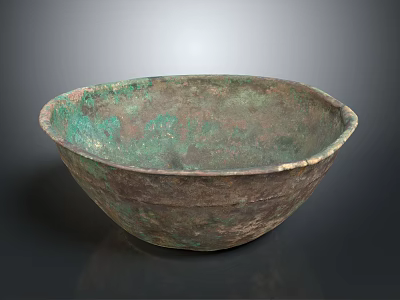 Antique Bronze Tableware Set With Green Patina And Worn Rustic Surface Design For Dining 3d model