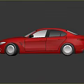 Red Modern Sedan Car With Sleek Body And Reflective Surface Design 3d model