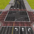 Complex Urban Road Infrastructure With Multi Lane Intersection Directional Arrows And Green Grass Areas
