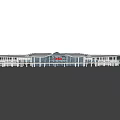 Modern Railway Station With Streamlined Roof Design And Multiple Platforms 3d model