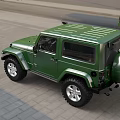 Green Two Door Off Road Vehicle With Front Grille Large Tires And Hardtop Design