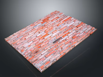Rustic Red Brick Textured Surface With Distressed Pattern For Home Decor 3d model