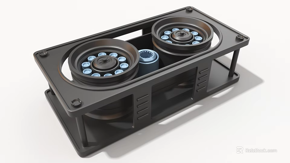 Heavy Duty Industrial Equipment With Dual Circular Rollers Blue Component And Metal Frame 3d model 