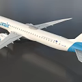 Luxair Airplane With White Body Red And Blue Tail Wings And Engine