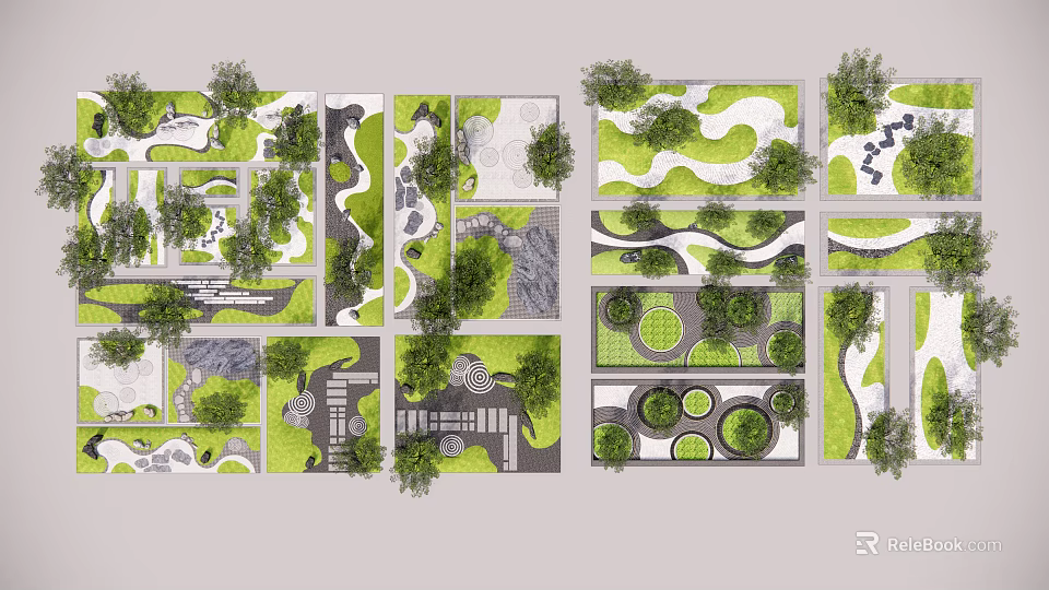 Creative Garden Stepping Stones Design With Natural Greenery And Path Layouts 3d model 