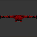 Red Robot Character With Metallic Armor And Outstretched Arms Standing Pose