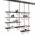 Elegant Modern Bookcase With Black Shelves Copper Brackets Books And Decorative Items