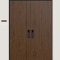 Modern Brown Wooden Double Doors With Black Handles And Interior Design