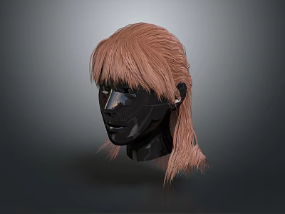 Realistic Human Head Model With Pink Hair Bangs And Ponytail Details 3d model