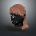 Realistic Human Head Model With Pink Hair Bangs And Ponytail Details