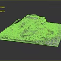 Rocky Terrain Model With Green Vegetation And Textured Ground Surface 3d model
