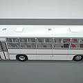 White City Bus Interior With Red Seats And Large Transparent Windows
