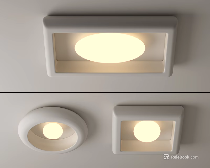Modern Flush Mount Ceiling Lights with Round and Square Shapes for Home Interior 3d model 
