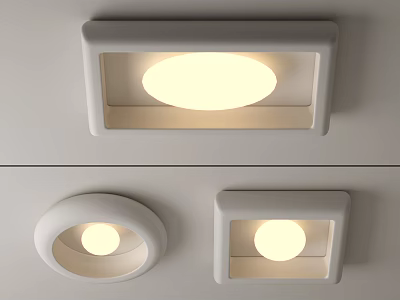 Modern Flush Mount Ceiling Lights with Round and Square Shapes for Home Interior 3d model