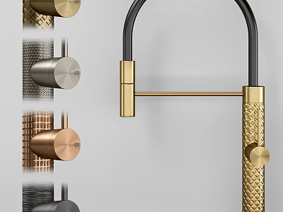 Stylish Modern Faucet Designs with Gold Silver Copper and Black Finishes 3d model
