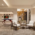 Spacious Basement With Blue Ping Pong Table Red Racket Painting Pendant Light Shelves And Marble Floor